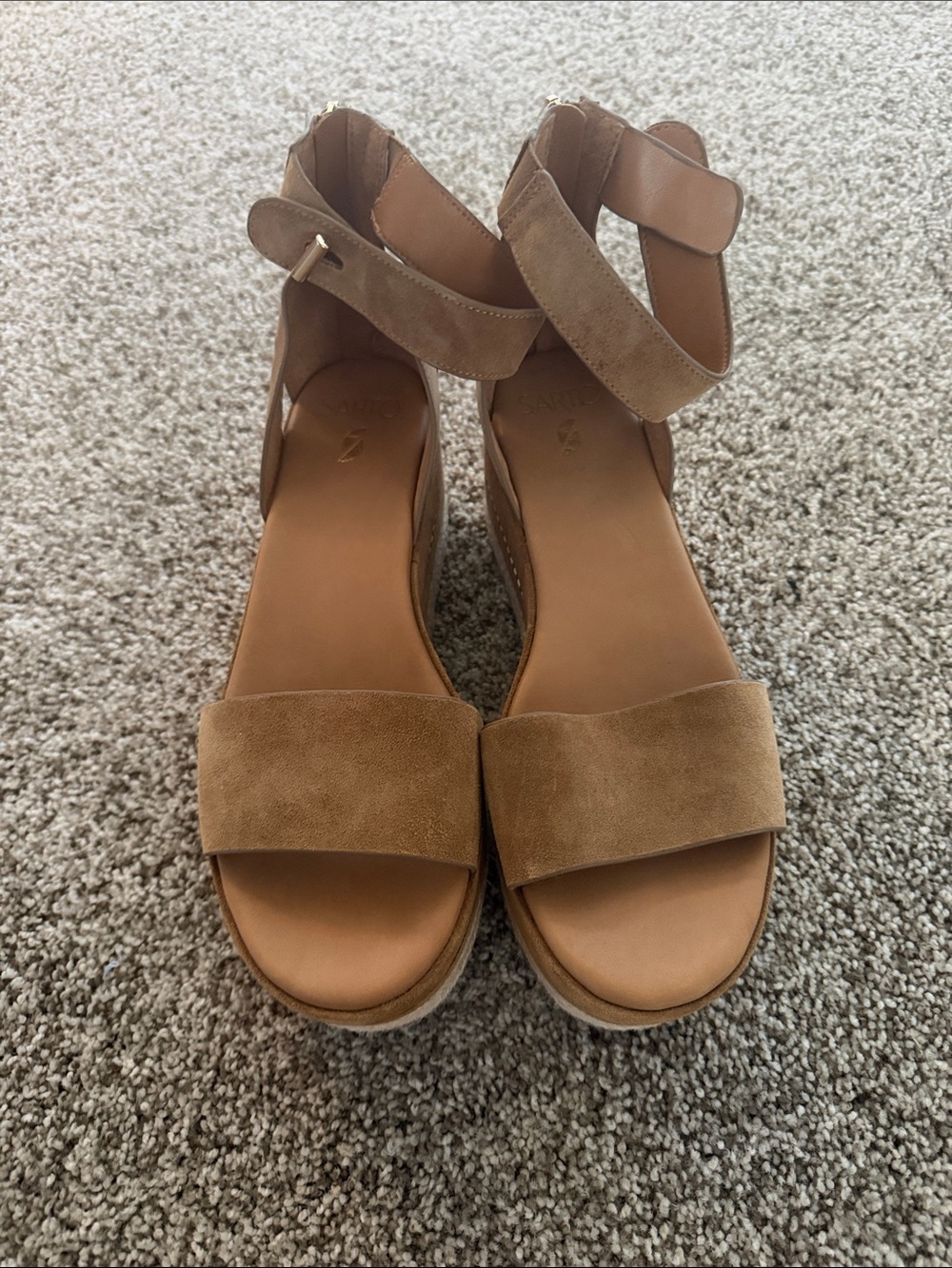 Franco Sarto Women's Tan Suede Platform Ankle-Strap Sandals